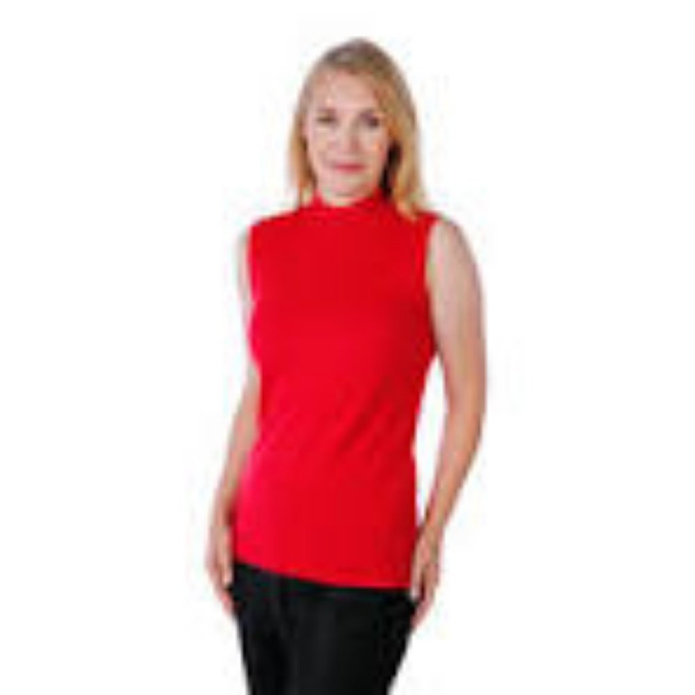Joan Rivers red mock neck sleeveless knit